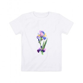 Детская футболка хлопок с принтом Ирис , 100% хлопок | круглый вырез горловины, полуприлегающий силуэт, длина до линии бедер | акварель | цветочки | цветы