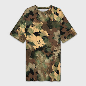 Платье-футболка 3D с принтом Камуфляж ,  |  | abstraction | army | autumn | brown | camouflage | disguise | fishing | green | khaki | nature | spots | абстракция | армия | зеленый | камуфляж | коричневый | маскировка | осень | охота | природа | пятна | рыбалка | хаки