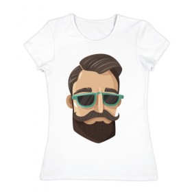 Женская футболка хлопок с принтом BARBER style Барбер стиль , 100% хлопок | прямой крой, круглый вырез горловины, длина до линии бедер, слегка спущенное плечо | барбер | барбершоп | борода | мода | очки | стиль | тренд