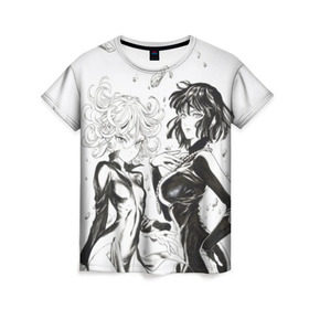 Женская футболка 3D с принтом Тацумаки и Фубуки , 100% полиэфир ( синтетическое хлопкоподобное полотно) | прямой крой, круглый вырез горловины, длина до линии бедер | one punch man | аниме | ванпанчмен | тацумаки | фубуки