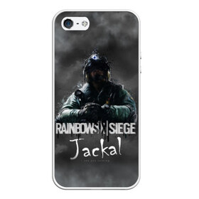 Чехол для iPhone 5/5S матовый с принтом Jackal Rainbow Six , Силикон | Область печати: задняя сторона чехла, без боковых панелей | Тематика изображения на принте: gameplay | mozzie | pvp | r6 | r6s | siege | герой | дым | огонь | осада | пламя | радуга | снайпер | сражения | туман | шутер