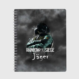 Тетрадь с принтом Jager Rainbow Six , 100% бумага | 48 листов, плотность листов — 60 г/м2, плотность картонной обложки — 250 г/м2. Листы скреплены сбоку удобной пружинной спиралью. Уголки страниц и обложки скругленные. Цвет линий — светло-серый
 | gameplay | mozzie | pvp | r6 | r6s | siege | герой | дым | огонь | осада | пламя | радуга | снайпер | сражения | туман | шутер