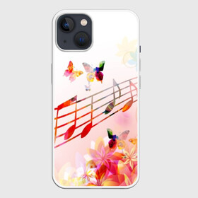 Чехол для iPhone 13 с принтом Ноты весна ,  |  | Тематика изображения на принте: music | абстракция | книга | листы | музыка | музыкальный | ноты | произведение | страница | тетрадь