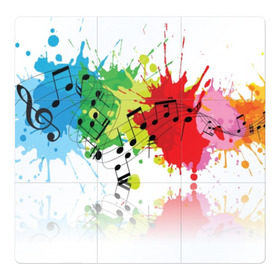 Магнитный плакат 3Х3 с принтом Ноты color , Полимерный материал с магнитным слоем | 9 деталей размером 9*9 см | Тематика изображения на принте: music | абстракция | книга | листы | музыка | музыкальный | ноты | произведение | страница | тетрадь