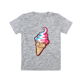 Детская футболка хлопок с принтом Ice Cream , 100% хлопок | круглый вырез горловины, полуприлегающий силуэт, длина до линии бедер | Тематика изображения на принте: ice cream | мороженное | прикольный принт | принт футболка | рожок мороженного | футболка с принтом