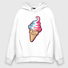 Мужское худи Oversize хлопок с принтом Ice Cream , френч-терри — 70% хлопок, 30% полиэстер. Мягкий теплый начес внутри —100% хлопок | боковые карманы, эластичные манжеты и нижняя кромка, капюшон на магнитной кнопке | ice cream | мороженное | прикольный принт | принт футболка | рожок мороженного | футболка с принтом