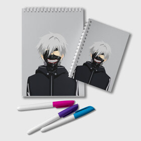 Блокнот с принтом Kaneki Ken , 100% бумага | 48 листов, плотность листов — 60 г/м2, плотность картонной обложки — 250 г/м2. Листы скреплены удобной пружинной спиралью. Цвет линий — светло-серый
 | Тематика изображения на принте: ghoul | kaneki | ken | tokyo | гуль | канеки | кен | токийский