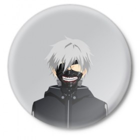 Значок с принтом Kaneki Ken ,  металл | круглая форма, металлическая застежка в виде булавки | ghoul | kaneki | ken | tokyo | гуль | канеки | кен | токийский