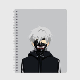 Тетрадь с принтом Kaneki Ken , 100% бумага | 48 листов, плотность листов — 60 г/м2, плотность картонной обложки — 250 г/м2. Листы скреплены сбоку удобной пружинной спиралью. Уголки страниц и обложки скругленные. Цвет линий — светло-серый
 | ghoul | kaneki | ken | tokyo | гуль | канеки | кен | токийский