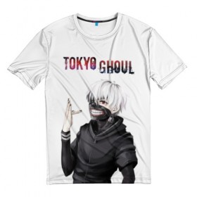 Мужская футболка 3D с принтом Kaneki Ken , 100% полиэфир | прямой крой, круглый вырез горловины, длина до линии бедер | ghoul | kaneki | ken | tokyo | гуль | канеки | кен | токийский