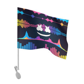Флаг для автомобиля с принтом Marshmello , 100% полиэстер | Размер: 30*21 см | christopher comstock | dj | marshmello | music | диджей | клубная музыка | клубняк | крис комсток | логотип | маршмеллоу | музыка