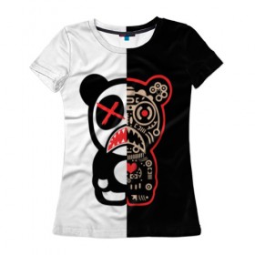 Женская футболка 3D с принтом Панда , 100% полиэфир ( синтетическое хлопкоподобное полотно) | прямой крой, круглый вырез горловины, длина до линии бедер | panda | streetwear | грустный | киборг | медведь | механизм | мода | разрез | улица | хип хоп