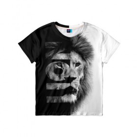 Детская футболка 3D с принтом Лев царь зверей , 100% гипоаллергенный полиэфир | прямой крой, круглый вырез горловины, длина до линии бедер, чуть спущенное плечо, ткань немного тянется | line | лев | царь зверей