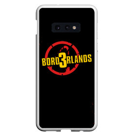 Чехол для Samsung S10E с принтом BORDERLANDS 3 , Силикон | Область печати: задняя сторона чехла, без боковых панелей | 2k | apocalypsis | borderlands | borderlands 3 | fanstastic | game | logo | pandora | play | апокалипсис | бордерлендс | игра | лого | пандора | фантастика