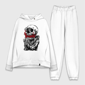 Женский костюм хлопок Oversize с принтом Пламя ,  |  | canopy | fire | flame | gesture | grin | jaw | skeleton | skull | teeth | балдахин | жест | зубы | огонь | оскал | пламя | скелет | череп