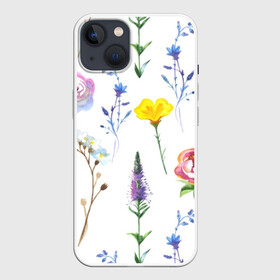 Чехол для iPhone 13 с принтом Полевые цветы ,  |  | акварель | мода | стиль | цветочки | цветы
