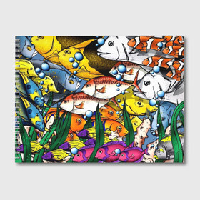 Альбом для рисования с принтом РЫБЫ , 100% бумага
 | матовая бумага, плотность 200 мг. | Тематика изображения на принте: fish | аква | аквариум | вода | кораллы | море | океан | ракушки | рыбки | рыбы