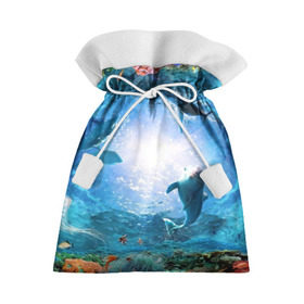 Подарочный 3D мешок с принтом Дельфины , 100% полиэстер | Размер: 29*39 см | fish | аква | аквариум | вода | кораллы | море | океан | ракушки | рыбки | рыбы