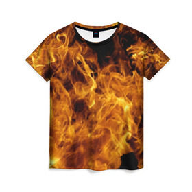 Женская футболка 3D с принтом Языки пламени , 100% полиэфир ( синтетическое хлопкоподобное полотно) | прямой крой, круглый вырез горловины, длина до линии бедер | 