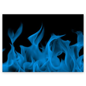 Поздравительная открытка с принтом Синий огонь , 100% бумага | плотность бумаги 280 г/м2, матовая, на обратной стороне линовка и место для марки
 | Тематика изображения на принте: fire | flame | in fire | smoke | в огне | дым | огненный | огонь | текстуры