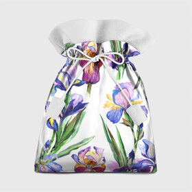 Подарочный 3D мешок с принтом Ирисы , 100% полиэстер | Размер: 29*39 см | Тематика изображения на принте: акварель | мода | стиль | цветочки | цветы