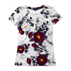 Женская футболка 3D с принтом Tropical forest flowers , 100% полиэфир ( синтетическое хлопкоподобное полотно) | прямой крой, круглый вырез горловины, длина до линии бедер | art | flowers | арт | букет | лепестки | листья | художество | цветок | цветы