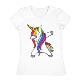 Женская футболка хлопок с принтом Единорог делающий деб , 100% хлопок | прямой крой, круглый вырез горловины, длина до линии бедер, слегка спущенное плечо | деб | единорог | животные | лошадь | пони