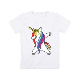 Детская футболка хлопок с принтом Единорог делающий деб , 100% хлопок | круглый вырез горловины, полуприлегающий силуэт, длина до линии бедер | деб | единорог | животные | лошадь | пони