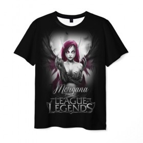 Мужская футболка 3D с принтом League of Legends, Morgana , 100% полиэфир | прямой крой, круглый вырез горловины, длина до линии бедер | Тематика изображения на принте: league of legends | lol | morgana | игры | киберспорт | компьютерные игры | лига легенд | моргана