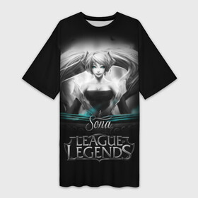 Платье-футболка 3D с принтом League of Legends, Sona ,  |  | league of legends | lol | sona | игры | киберспорт | компьютерные игры | лига легенд | сона