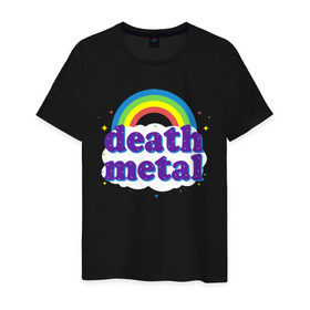 Мужская футболка хлопок с принтом Death metal , 100% хлопок | прямой крой, круглый вырез горловины, длина до линии бедер, слегка спущенное плечо. | death metal | metal | дэт метал | метал