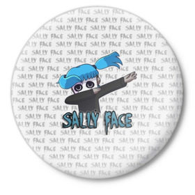 Значок с принтом Sally Face ,  металл | круглая форма, металлическая застежка в виде булавки | sally face | игра | компьютерная игра | лицо | маска | протез | сали фейс | салли фейс | школа | шрамы