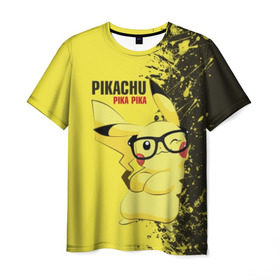 Мужская футболка 3D с принтом Pikachu Pika Pika , 100% полиэфир | прямой крой, круглый вырез горловины, длина до линии бедер | pika | pikachu | аниме | детская | детям | игры | молния | мышка | мышь | пика | пикачу | покемон | покемоны