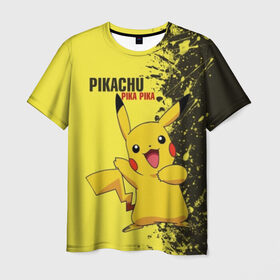 Мужская футболка 3D с принтом Pikachu Pika Pika , 100% полиэфир | прямой крой, круглый вырез горловины, длина до линии бедер | Тематика изображения на принте: pika | pikachu | аниме | детская | детям | игры | молния | мышка | мышь | пика | пикачу | покемон | покемоны