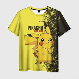 Мужская футболка 3D с принтом Pikachu Pika Pika , 100% полиэфир | прямой крой, круглый вырез горловины, длина до линии бедер | Тематика изображения на принте: pika | pikachu | аниме | детская | детям | игры | молния | мышка | мышь | пика | пикачу | покемон | покемоны