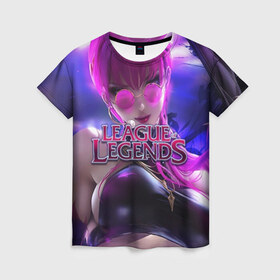 Женская футболка 3D с принтом League of Legends , 100% полиэфир ( синтетическое хлопкоподобное полотно) | прямой крой, круглый вырез горловины, длина до линии бедер | kda | lol | rise | rus | skins | варвик | варус | воин | легенд | лига | лол | маг | стрелок | танк | чемпион