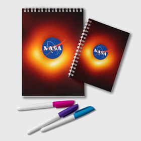 Блокнот с принтом Черная дыра NASA , 100% бумага | 48 листов, плотность листов — 60 г/м2, плотность картонной обложки — 250 г/м2. Листы скреплены удобной пружинной спиралью. Цвет линий — светло-серый
 | Тематика изображения на принте: nasa | астрономия | горизонт событий | космос | наса | черная дыра