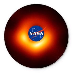 Коврик круглый с принтом Черная дыра NASA , резина и полиэстер | круглая форма, изображение наносится на всю лицевую часть | Тематика изображения на принте: nasa | астрономия | горизонт событий | космос | наса | черная дыра