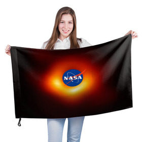 Флаг 3D с принтом Черная дыра NASA , 100% полиэстер | плотность ткани — 95 г/м2, размер — 67 х 109 см. Принт наносится с одной стороны | nasa | астрономия | горизонт событий | космос | наса | черная дыра