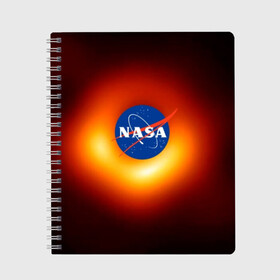 Тетрадь с принтом Черная дыра NASA , 100% бумага | 48 листов, плотность листов — 60 г/м2, плотность картонной обложки — 250 г/м2. Листы скреплены сбоку удобной пружинной спиралью. Уголки страниц и обложки скругленные. Цвет линий — светло-серый
 | Тематика изображения на принте: nasa | астрономия | горизонт событий | космос | наса | черная дыра