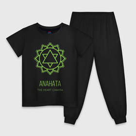 Детская пижама хлопок с принтом Анахата , 100% хлопок |  брюки и футболка прямого кроя, без карманов, на брюках мягкая резинка на поясе и по низу штанин
 | anahata | chakra | yoga | йога | чакра | чакры