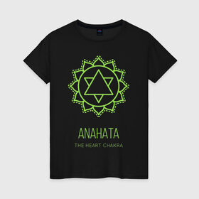 Женская футболка хлопок с принтом Анахата , 100% хлопок | прямой крой, круглый вырез горловины, длина до линии бедер, слегка спущенное плечо | anahata | chakra | yoga | йога | чакра | чакры
