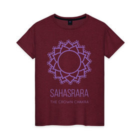 Женская футболка хлопок с принтом Сахасрара , 100% хлопок | прямой крой, круглый вырез горловины, длина до линии бедер, слегка спущенное плечо | chakra | sahasrara | yoga | йога | сахасрара | чакра