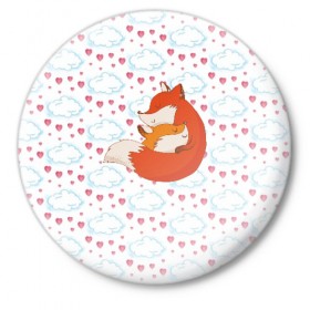 Значок с принтом Лисичка ,  металл | круглая форма, металлическая застежка в виде булавки | Тематика изображения на принте: fox | foxed | арт | лис | лиса | лисенок | лисичка | пушистик | рыжая | рыжмй хвост