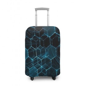 Чехол для чемодана 3D с принтом Броня , 86% полиэфир, 14% спандекс | двустороннее нанесение принта, прорези для ручек и колес | abstraction | geometry | hexagon | techno | абстракция | броня | геометрия | краски | неон | неоновый | сетка | соты | стальная броня | текстура | шестигранники