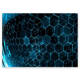 Поздравительная открытка с принтом Броня , 100% бумага | плотность бумаги 280 г/м2, матовая, на обратной стороне линовка и место для марки
 | abstraction | geometry | hexagon | techno | абстракция | броня | геометрия | краски | неон | неоновый | сетка | соты | стальная броня | текстура | шестигранники