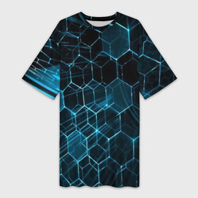 Платье-футболка 3D с принтом Броня ,  |  | Тематика изображения на принте: abstraction | geometry | hexagon | techno | абстракция | броня | геометрия | краски | неон | неоновый | сетка | соты | стальная броня | текстура | шестигранники