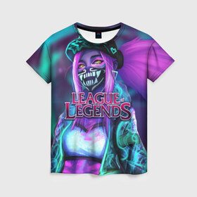 Женская футболка 3D с принтом League of Legends , 100% полиэфир ( синтетическое хлопкоподобное полотно) | прямой крой, круглый вырез горловины, длина до линии бедер | kda | lol | rise | rus | skins | варвик | варус | воин | легенд | лига | лол | маг | стрелок | танк | чемпион