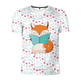 Мужская футболка 3D спортивная с принтом Лиса с книжкой , 100% полиэстер с улучшенными характеристиками | приталенный силуэт, круглая горловина, широкие плечи, сужается к линии бедра | Тематика изображения на принте: fox | foxed | арт | лис | лиса | лисенок | лисичка | пушистик | рыжая | рыжмй хвост