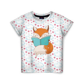 Детская футболка 3D с принтом Лиса с книжкой , 100% гипоаллергенный полиэфир | прямой крой, круглый вырез горловины, длина до линии бедер, чуть спущенное плечо, ткань немного тянется | Тематика изображения на принте: fox | foxed | арт | лис | лиса | лисенок | лисичка | пушистик | рыжая | рыжмй хвост